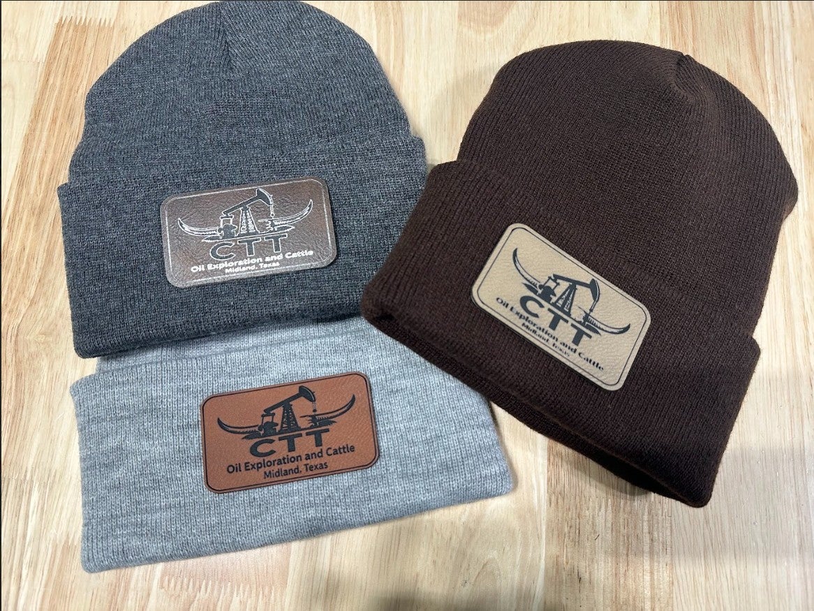 Ctt Oil Explorations Leather Patch Beanie | Jellys Custom Design LLC